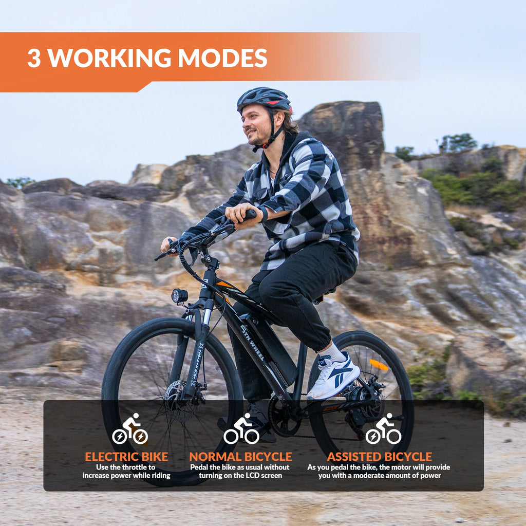 5th Wheel AB17 Electric Bike With 700W Peak Motor Front Suspension Color LCD