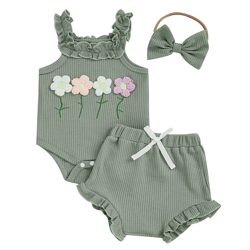 Toddler Girl Floral Romper Set Sleeveless Jumpsuit Summer Outfit
