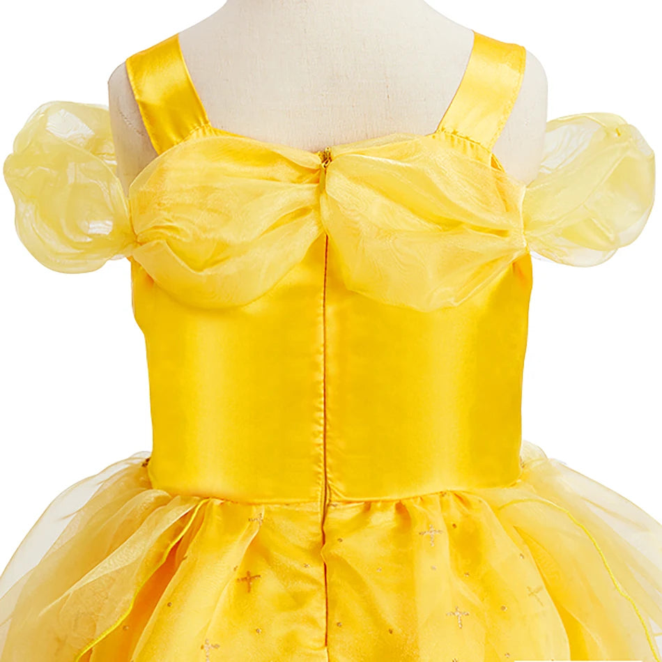 Children Belle Fantasy Kids Halloween Party Layered Disguise Girls Princess Carnival Elegant Clothes Cosplay Christmas Costume