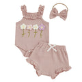 Toddler Girl Floral Romper Set Sleeveless Jumpsuit Summer Outfit