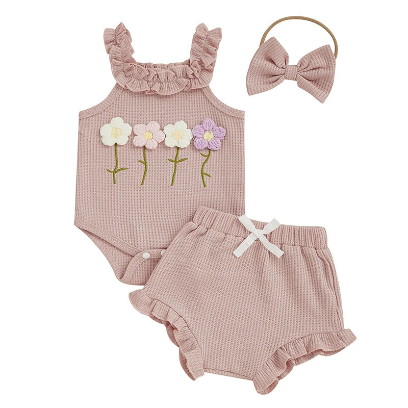 Toddler Girl Floral Romper Set Sleeveless Jumpsuit Summer Outfit