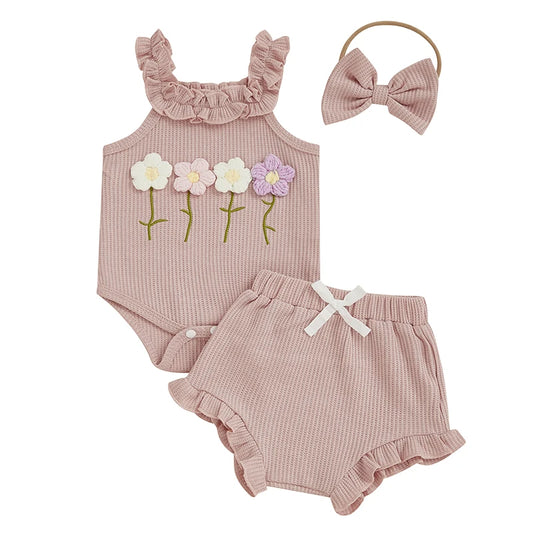 Toddler Girl Floral Romper Set Sleeveless Jumpsuit Summer Outfit