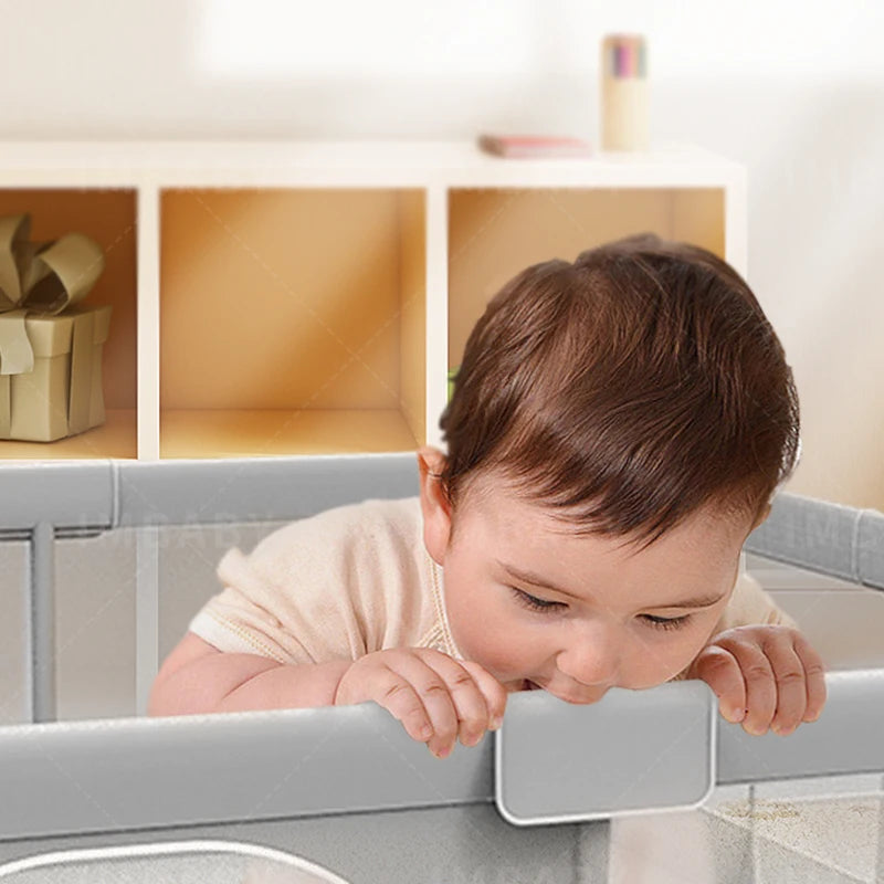 IMBABY Spacious Baby Playpen Washable Safety Barrier for Toddlers Light Gray Indoor Activity Center
