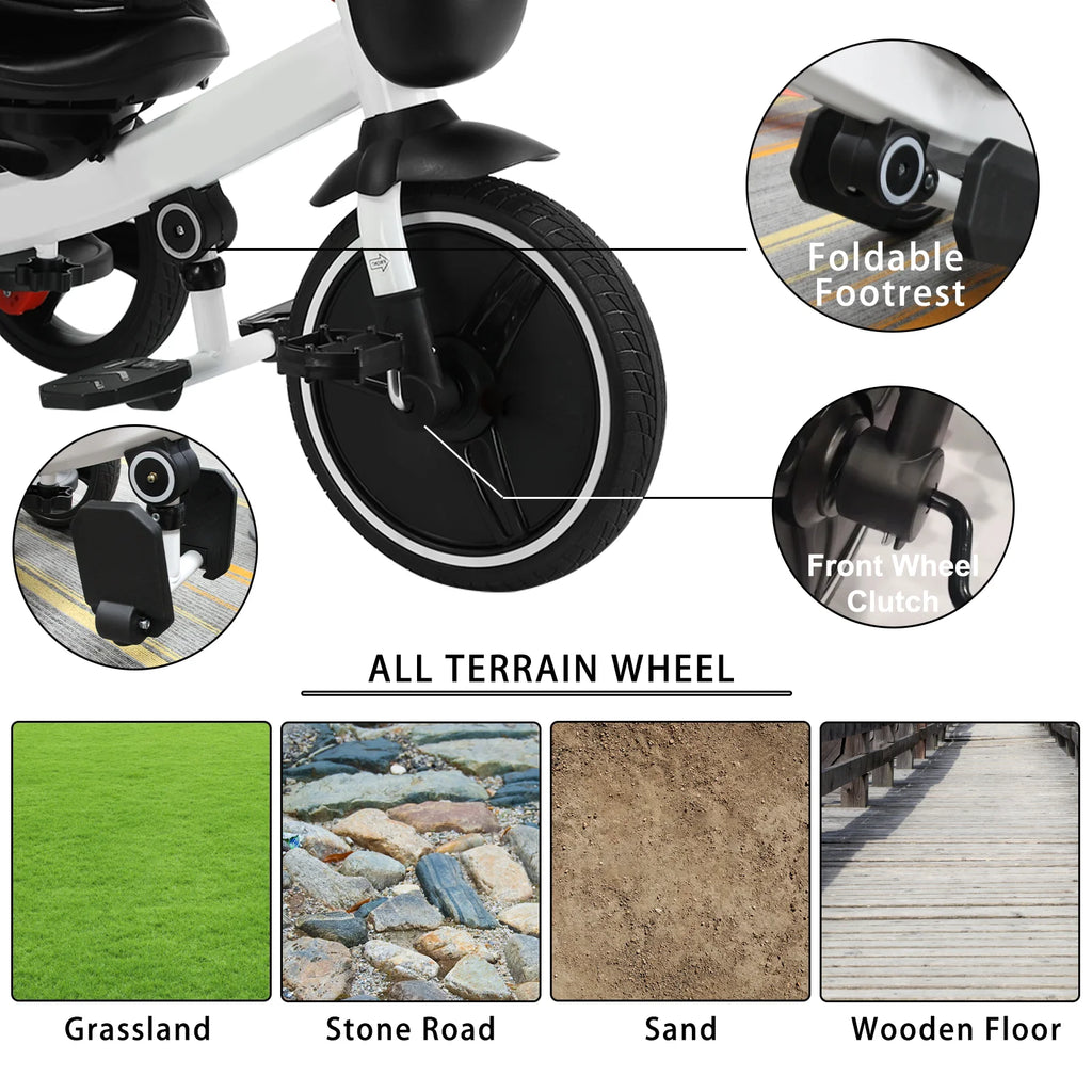 Ubravoo 5 In 1 Baby Stroller Tricycle Ride Bike With Adjustable Canopy