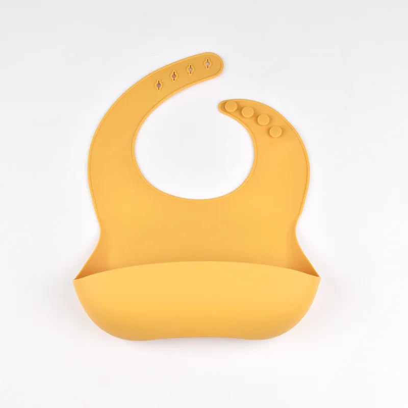 Baby Silicone Bib Waterproof Soft Solid Color Adjustable Bibs