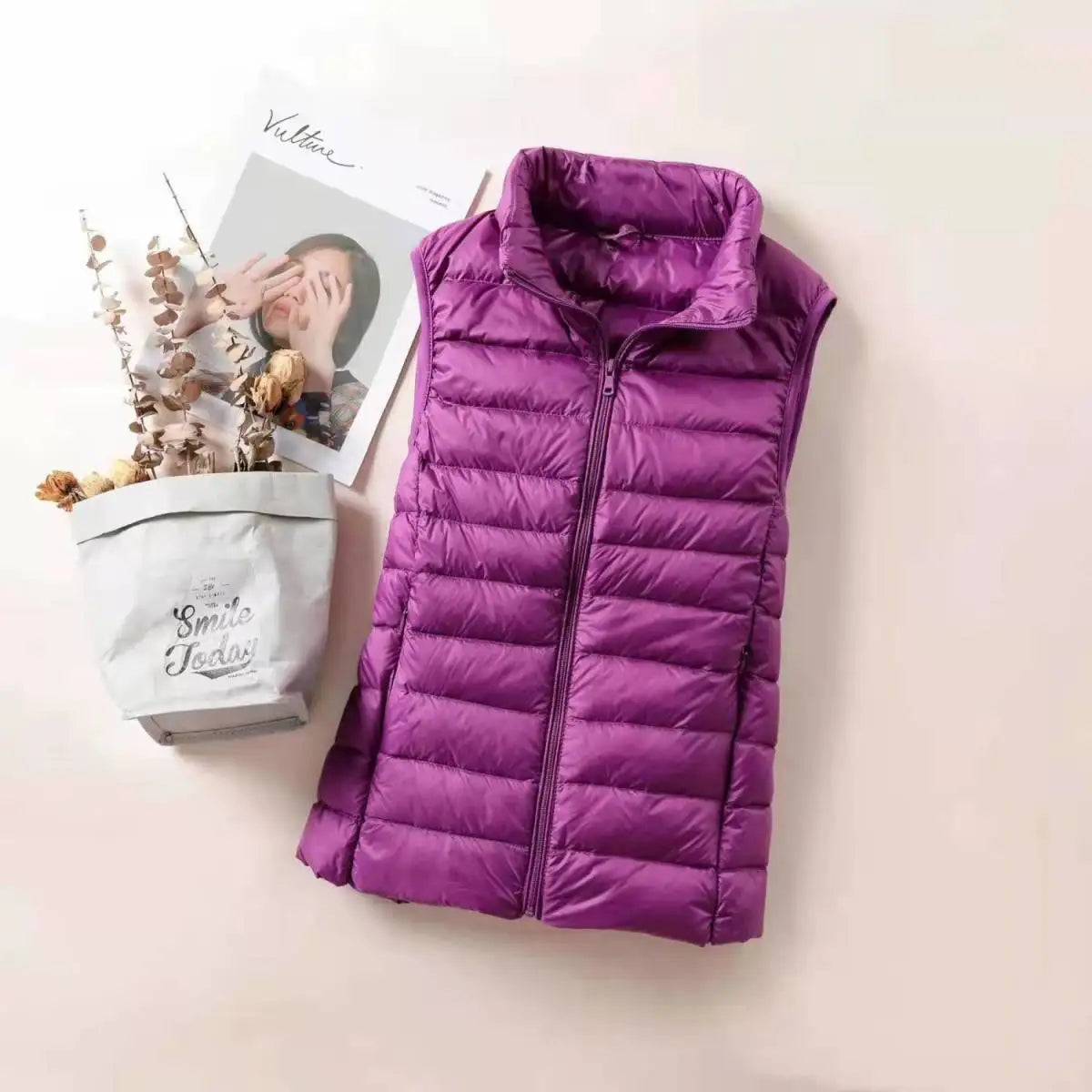 New 2024 Ultra Light Down Vest for Women Slim Sleeveless