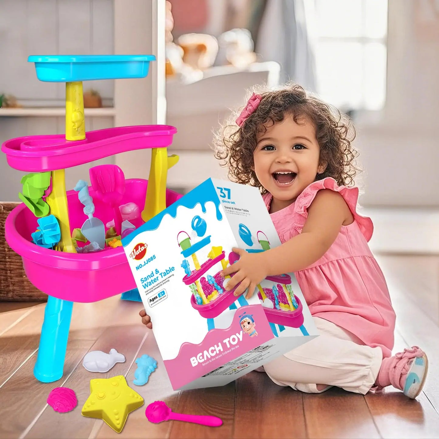VATOS 3-Tier Water Table for Toddlers 37-Piece Summer Toys