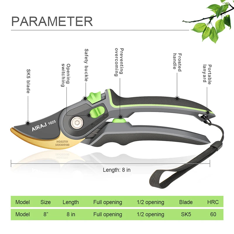AIRAJ Plant Trim Garden Pruning Shears and Folding Saw Set