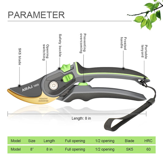 AIRAJ Plant Trim Garden Pruning Shears and Folding Saw Set