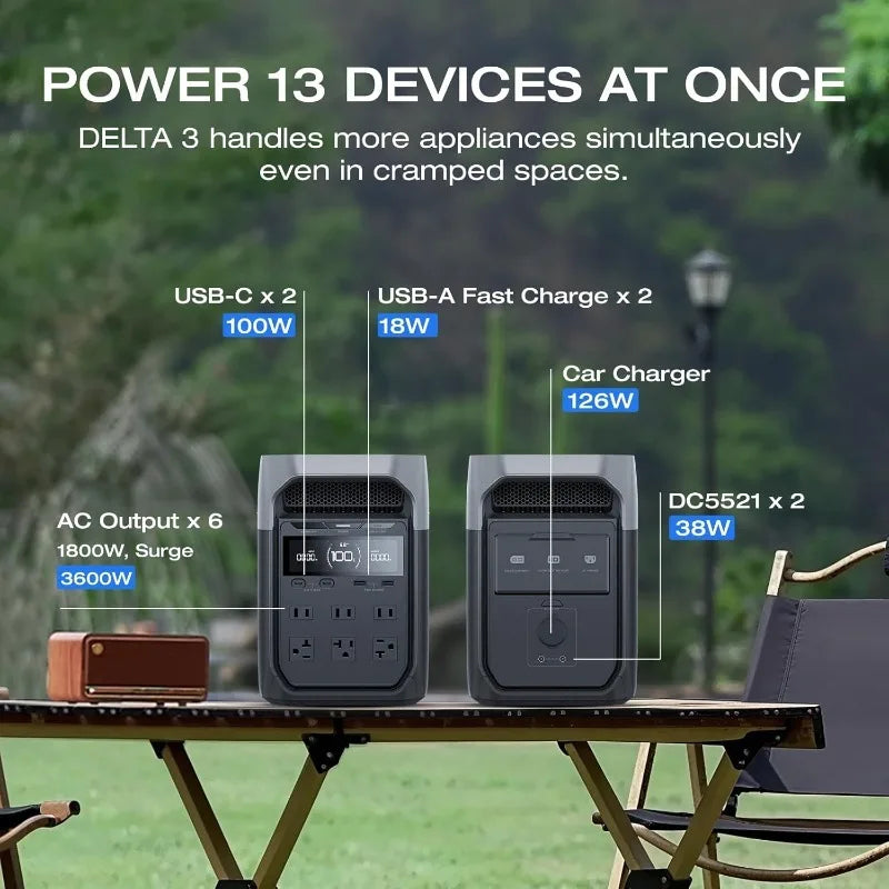 3 Portable Power Stations 1024Wh LiFePO4 Solar Generator 1800W AC USB C