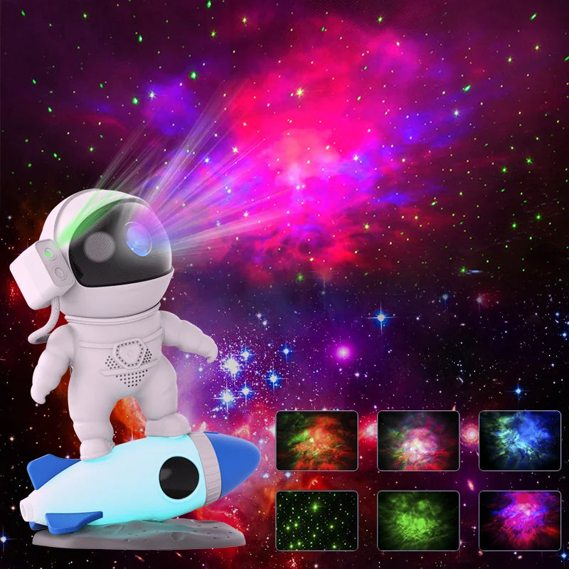 Kids Rocket Star Projector Night Light With Remote Control 360 Degree Nebula