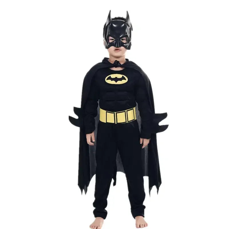 Boys Muscle Costumes with Mask Cloak Movie Character Superhero Cosplay Halloween Party Role Play