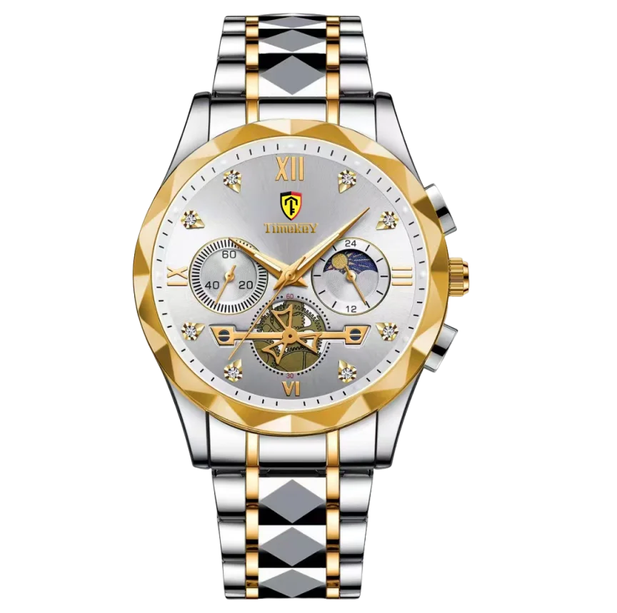 Luxury Mens Sport Leather Quartz Watch Waterproof Luminous Chronograph With Box