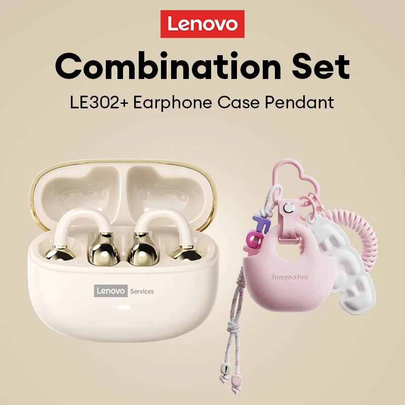 Lenovo LE302 Wireless Bluetooth 6.0 Ear Clip Earbuds With Charging Case