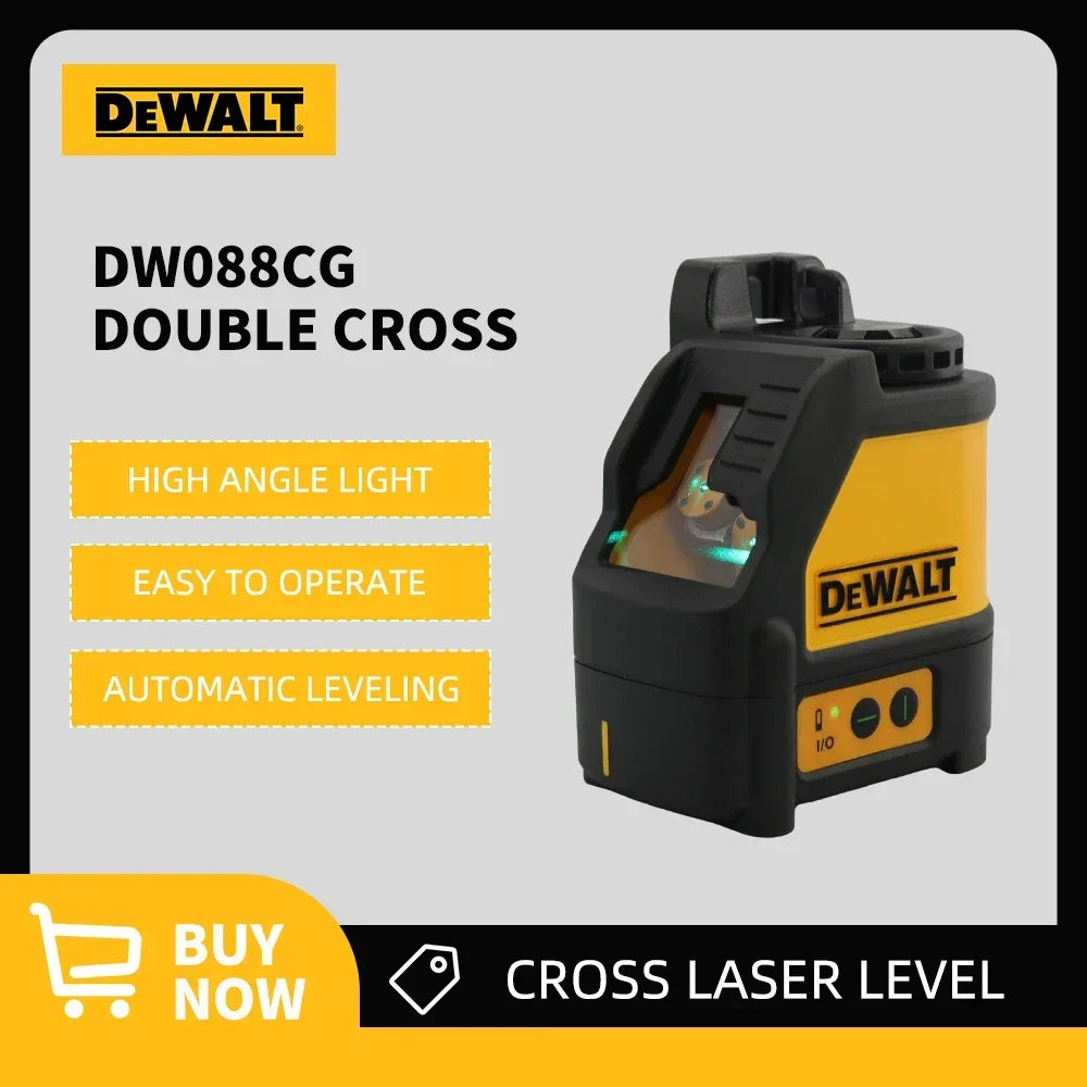 DeWalt DW088CG Green Laser Level Two Line Automatic Leveling High Precision Horizontal and Vertical Marking