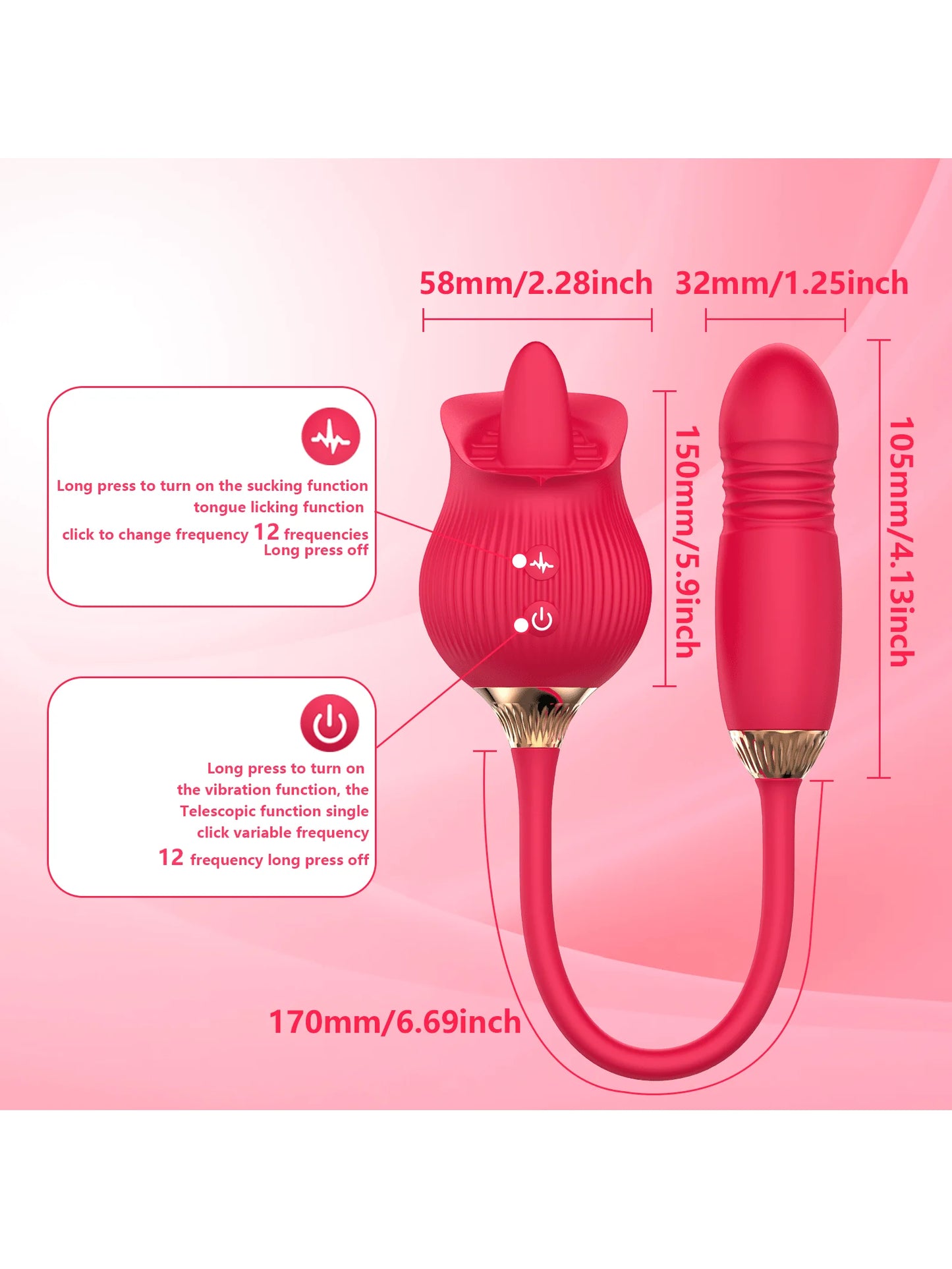 Tongue Shaped Suction Vibe Clitoral Stimulator 12 Modes