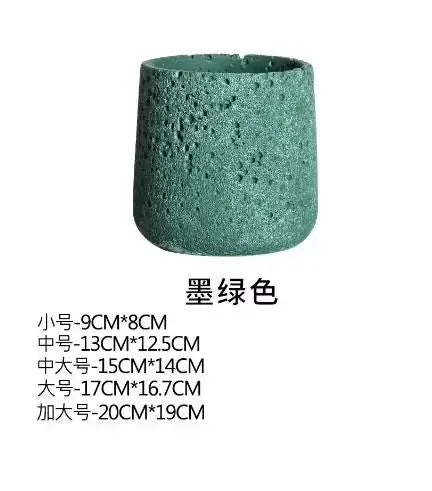 Nordic Cement Flower Pot With Tray Creative Mountain Stone Design