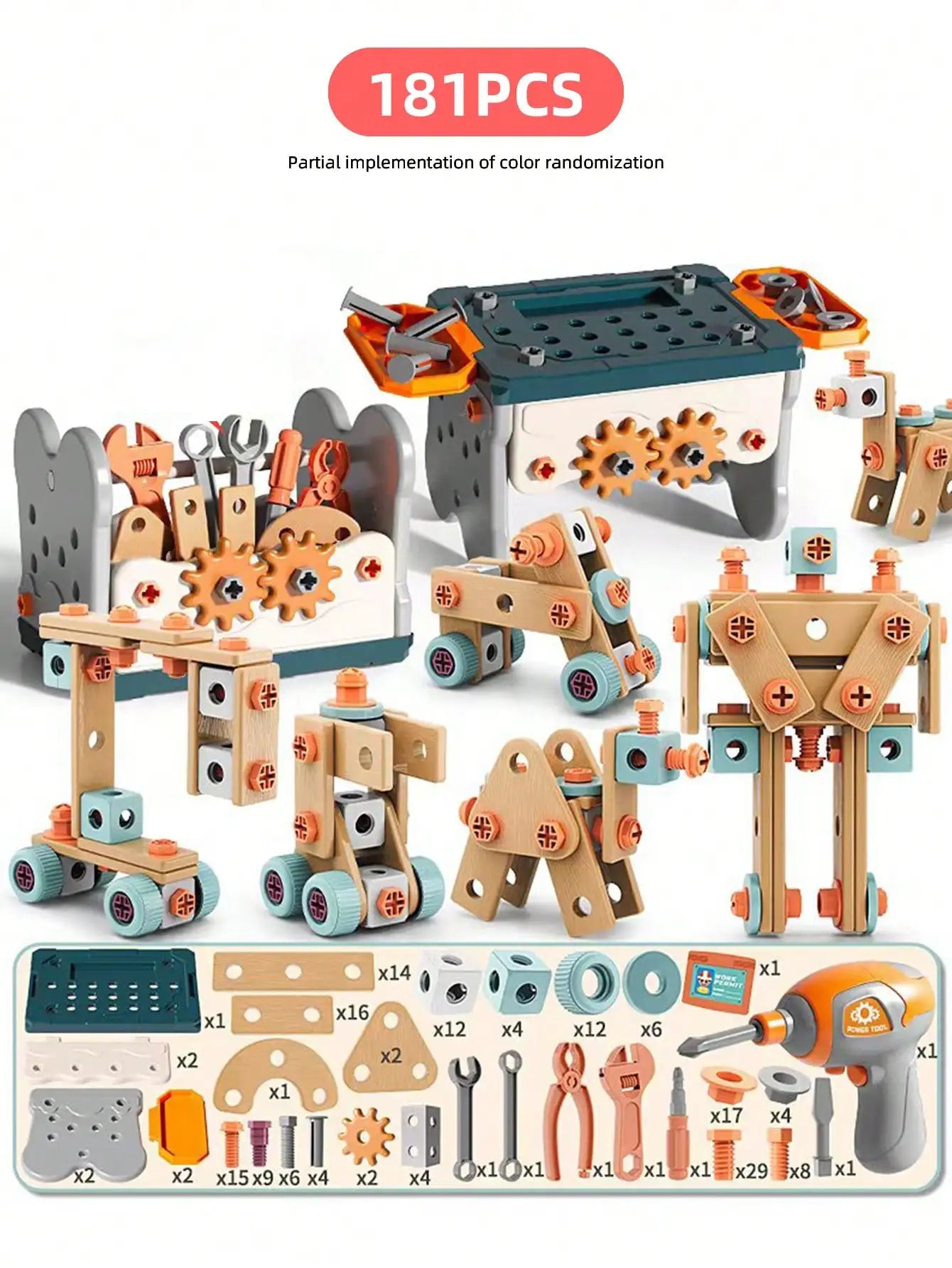 Kids Toolbox Puzzle Drill Toy Set Educational Screw Removal Electric STEM Gift