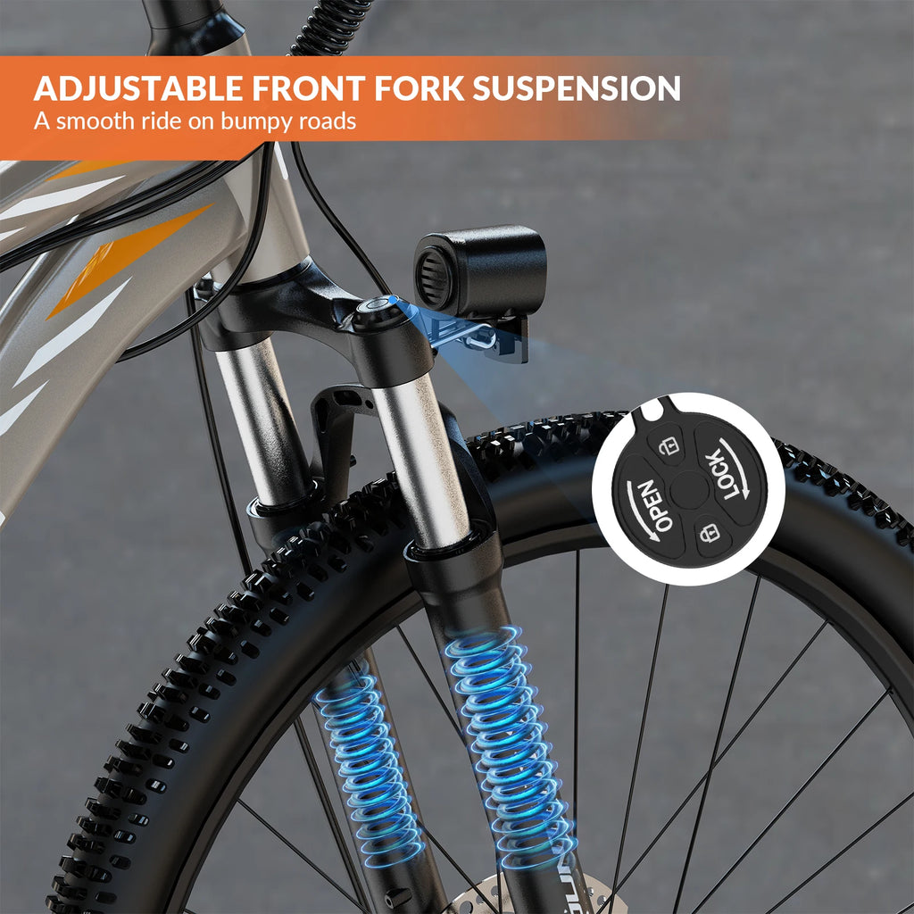 5th Wheel AB17 Electric Bike With 700W Peak Motor Front Suspension Color LCD