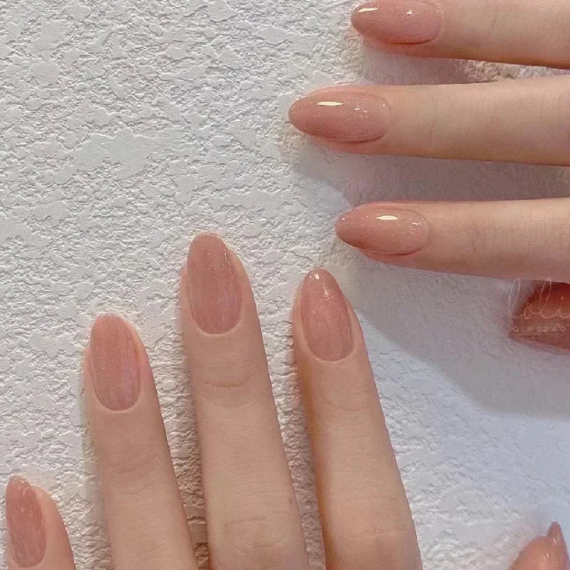 24 Pcs Almond Shape French False Nails with Glue Press On White Edge Design Simple Wearable Pink Stiletto Nail Tips