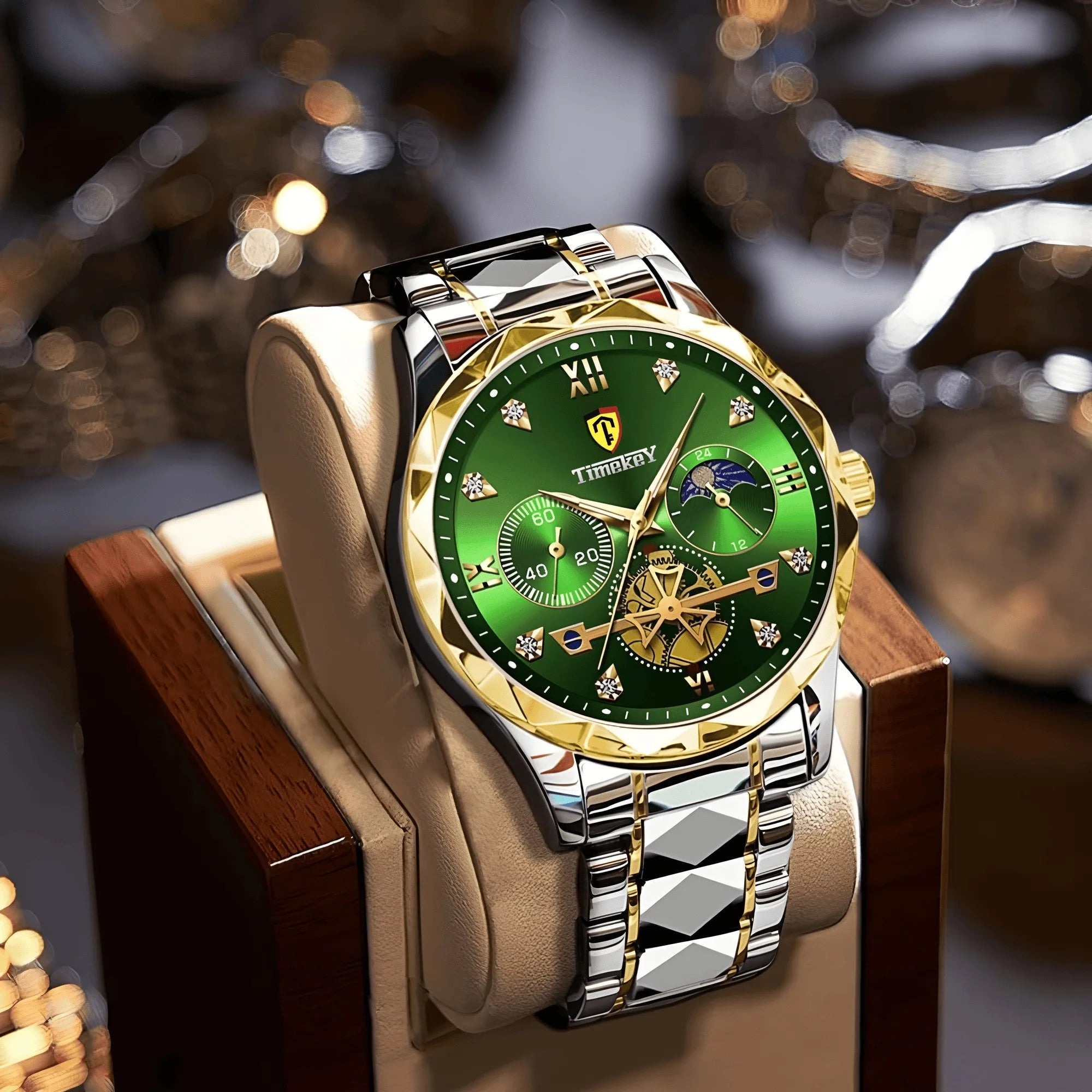 Luxury Mens Sport Leather Quartz Watch Waterproof Luminous Chronograph With Box