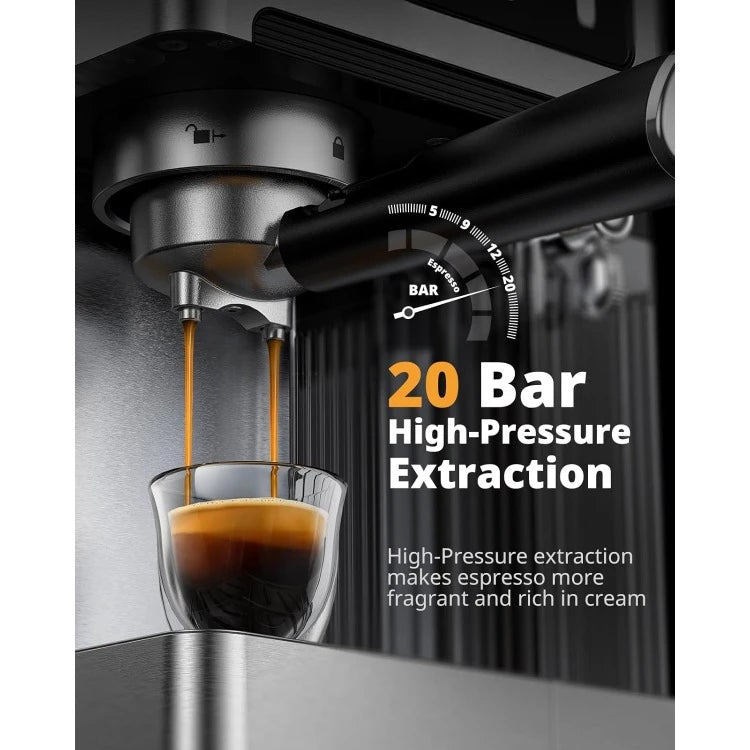 Espresso Cappuccino Machine 20 Bar Dual Boiler With Automatic Milk Frother 3in1