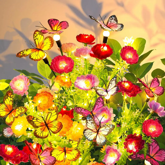 2 4 Pack Solar Garden Lights Butterfly and Snowdrop Flowers Patio Backyard Flower Beds Decor Gift for Mom