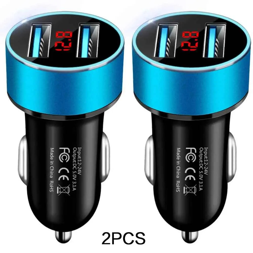 High-Quality 3.1A Dual USB Car Charger with LCD Display