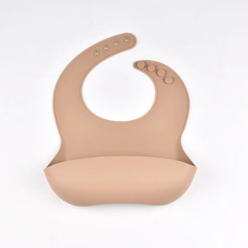 Baby Silicone Bib Waterproof Soft Solid Color Adjustable Bibs