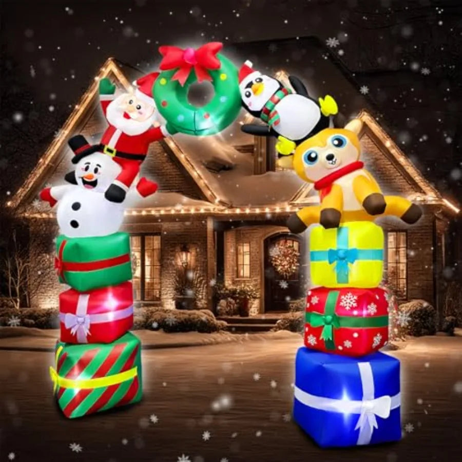 8Ft Christmas Inflatable Archway Santa Snowman Reindeer LED