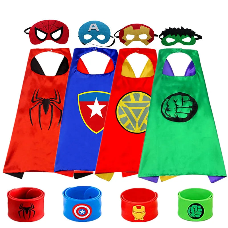 Superhero Cape Captain America Shield Costume Children Halloween Mask Dress Up Gift Costume