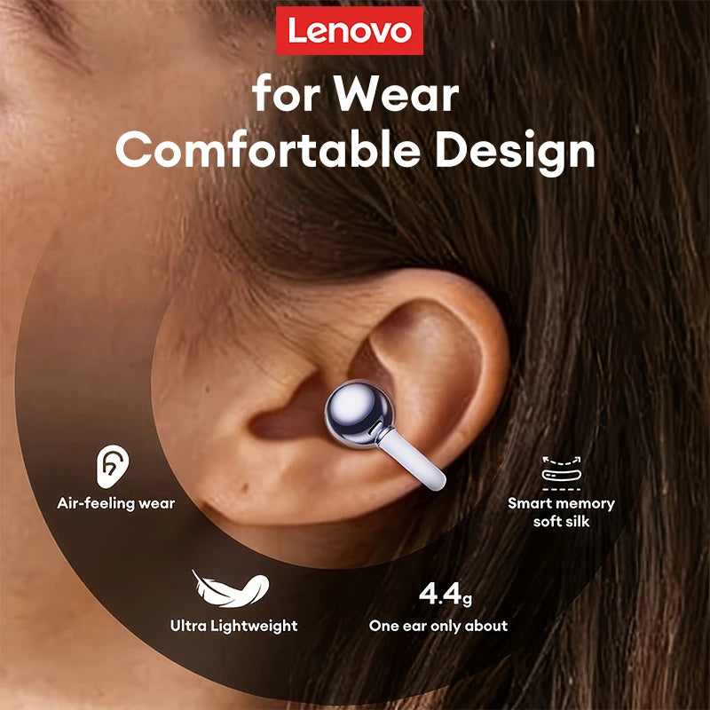 Lenovo LE302 Wireless Bluetooth 6.0 Ear Clip Earbuds With Charging Case