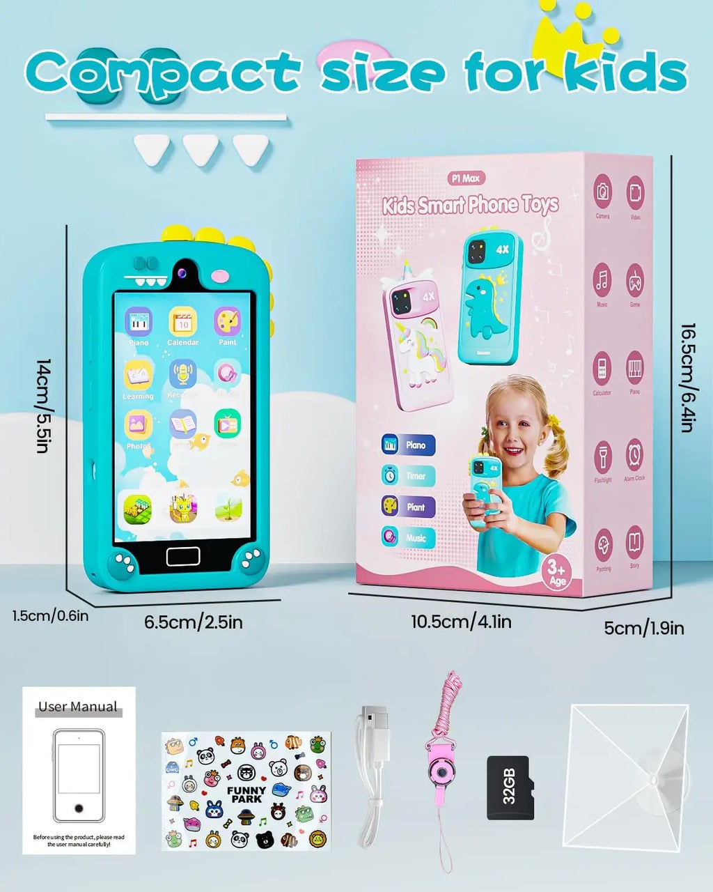 Kids Smart Phone for Girls with 4.0 Large Touchscreen