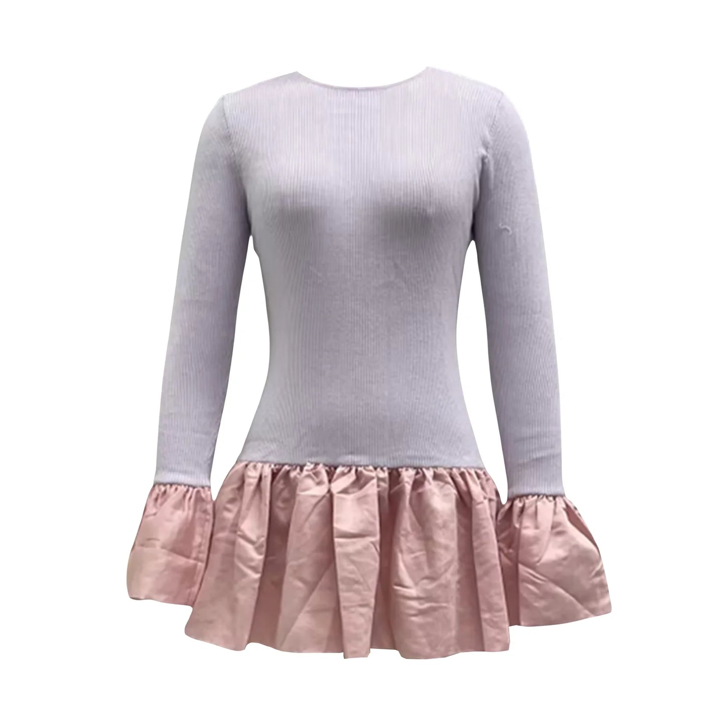 Elegant Velvet Dress for Women Long Sleeve with Ruffles Hem