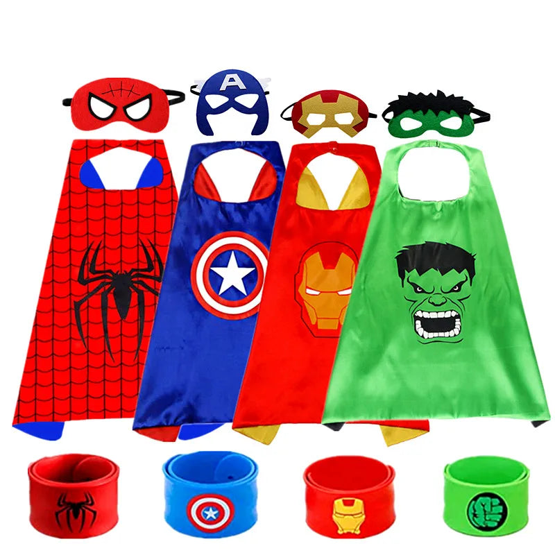 Superhero Cape Captain America Shield Costume Children Halloween Mask Dress Up Gift Costume