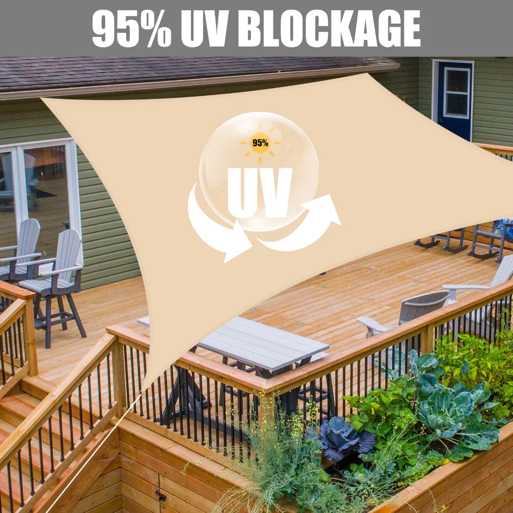 Sun Shade Sail Outdoor Canopy 6M 5M 4M 3M UV Block Shade Cloth Sunscreen Awning with Free Ropes for Garden Patio Pool Cover Shelter