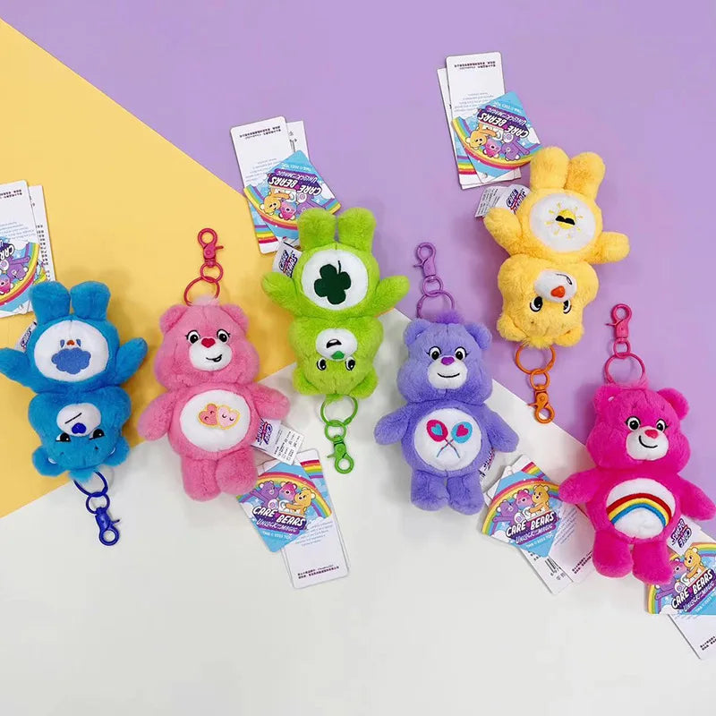 Care Bears Plush Rainbow Bear Kawaii Keychain Bag With Sound Toy Gift