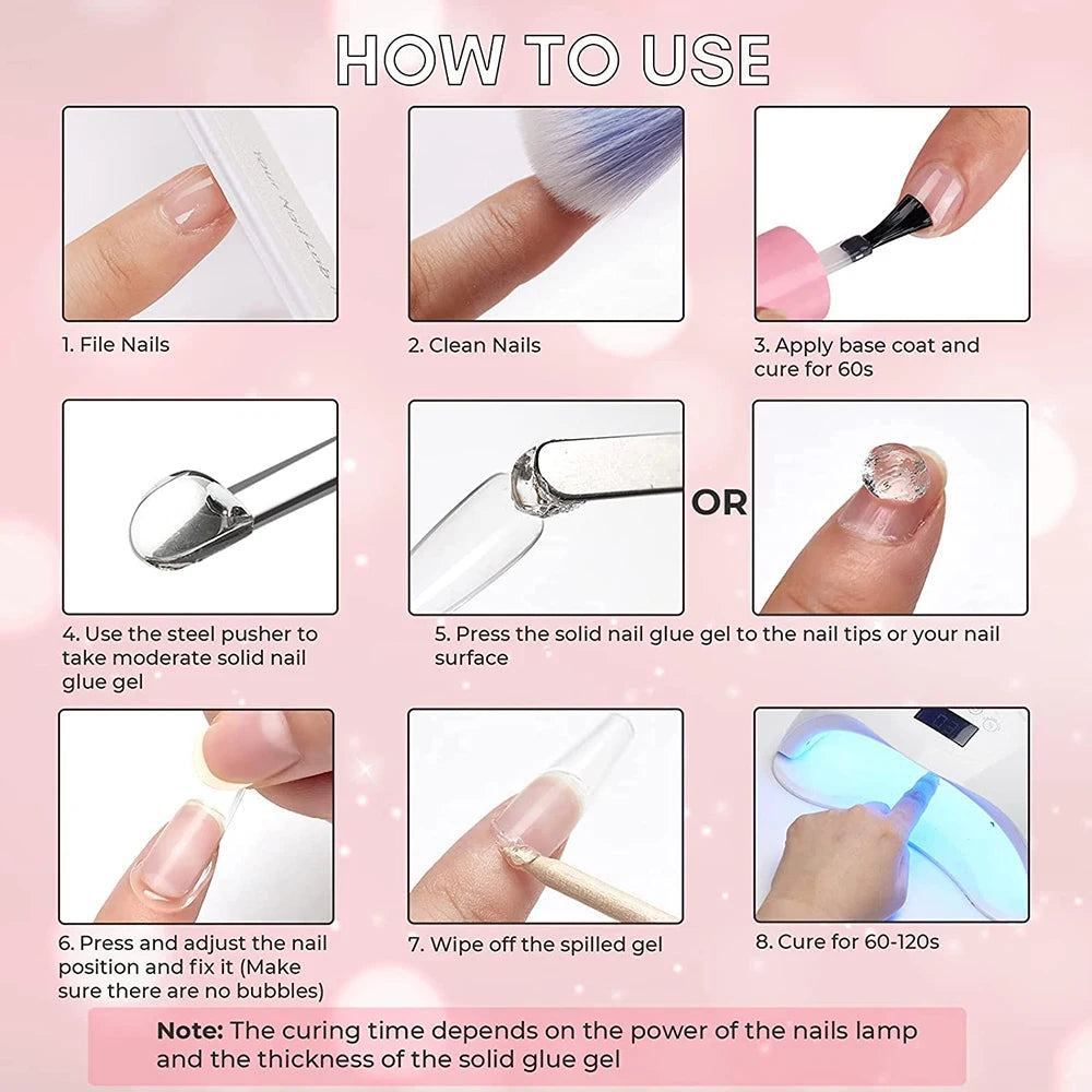 Introducing our Solid Nail Gel Glue—the ultimate solution for flawless and long-lasting acrylic nail applications. Designed with both professionals and DIY enthusiasts in mind, this innovative gel glue offers unmatched a