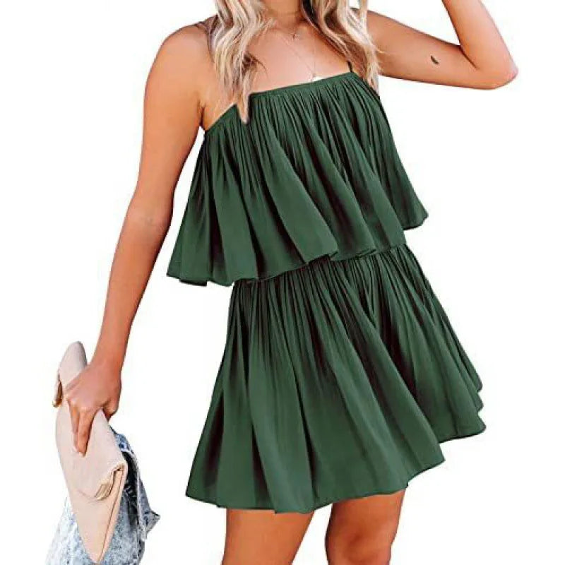 New Summer Women's Jumpsuit Suspender Pleated Shorts Solid Color Sexy Sweet Fashion Street Backless Jumpsuit