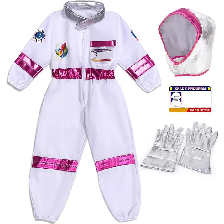 Kids Astronaut Cosplay Costume Nasa Boys Girls Spaceman Pilot Child Halloween Dress Up One-piece Jumpsuit Outfit Party Bodysuit