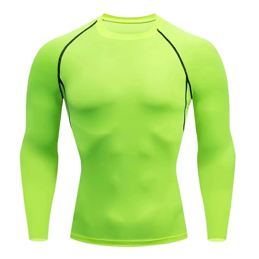 Men 2025 Long Sleeve Turtleneck Compression Rash Guard Base Layer Shirt
