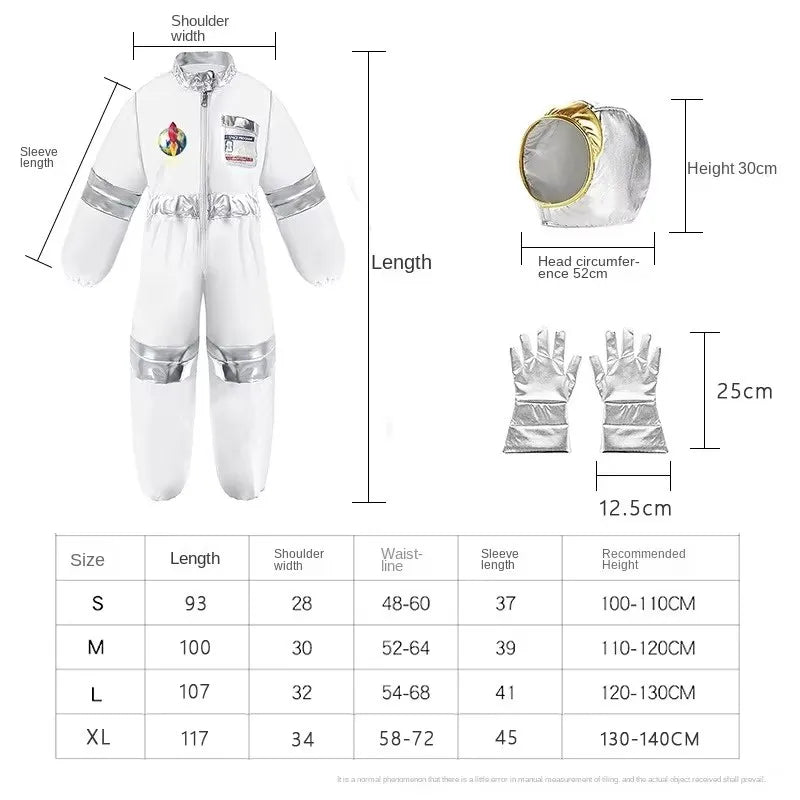 Kids Astronaut Cosplay Costume Nasa Boys Girls Spaceman Pilot Child Halloween Dress Up One-piece Jumpsuit Outfit Party Bodysuit
