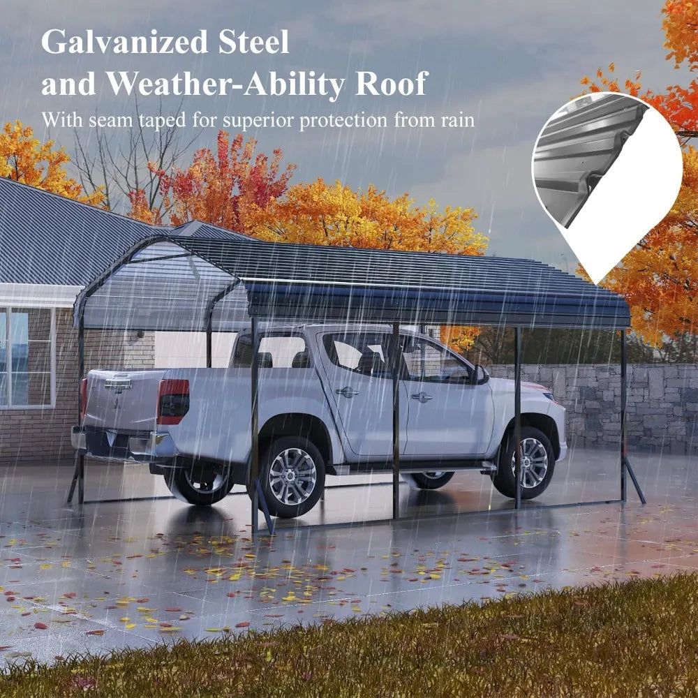 Metal Carport with Enhanced Base and Updated Frame Structure, Heavy Duty Carports Canopy with Galvanized Steel