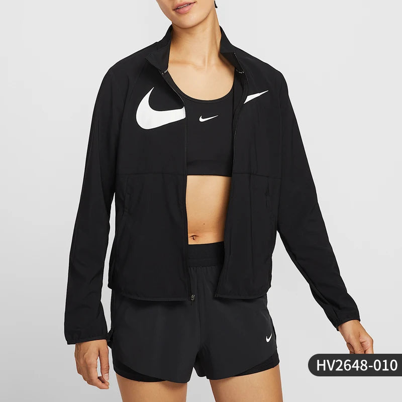 Nike Dri Fit Womens Lightweight Woven Running Jacket Stand Up Collar HV2648010
