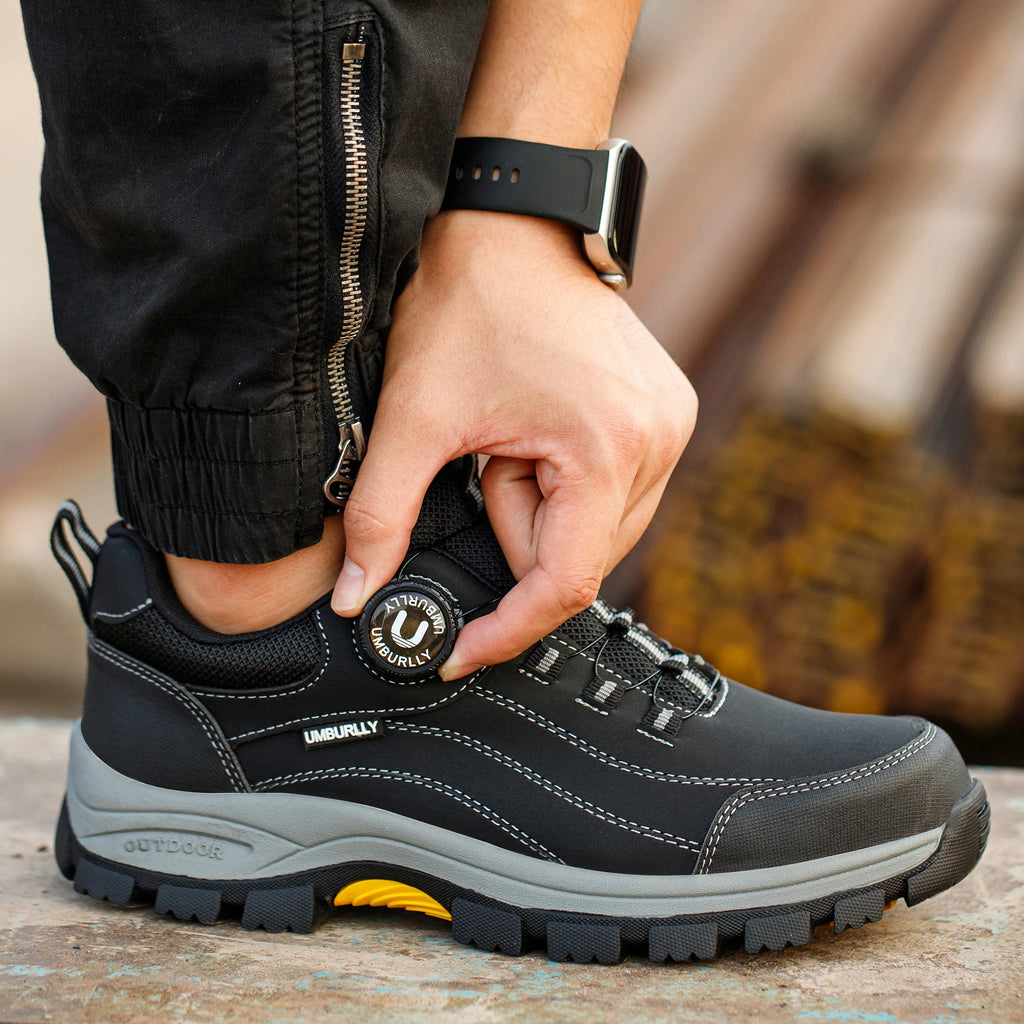 Men's Steel Toe Safety Shoes Side Buckle Kevlar Anti Smash Slip Resistant