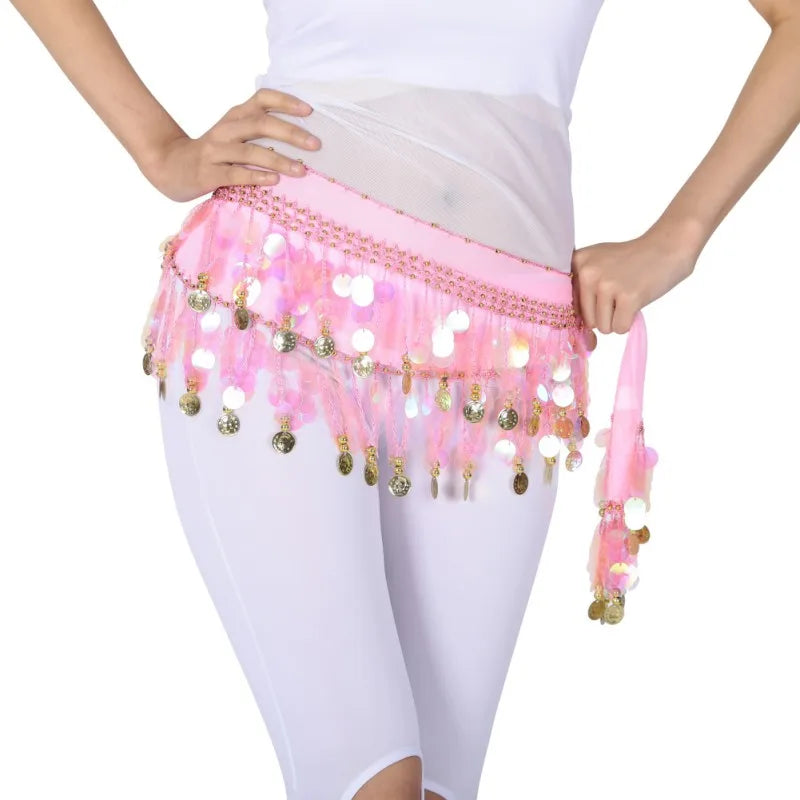 Women Belly Dance Hip Scarf Accessories Belt Skirt With Gold Color Coin Bellydance Coins Waist Chain