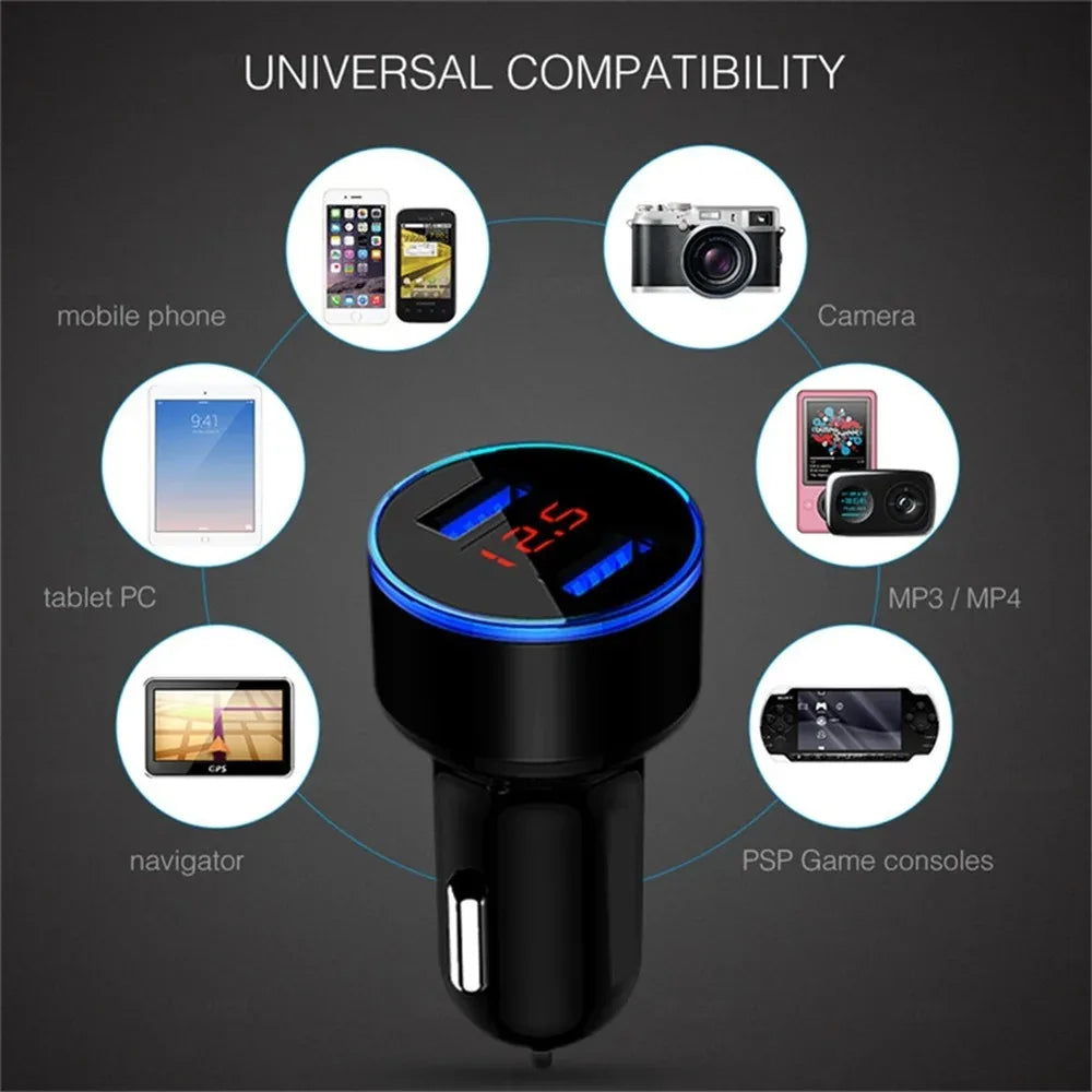 High-Quality 3.1A Dual USB Car Charger with LCD Display