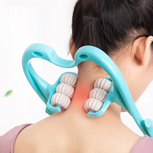Six Wheel Cervical Massager Clip Neck Massage Roller Manual Multifunctional Neck Shoulder Back Massager Tools