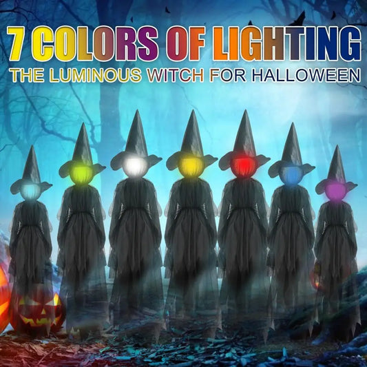 Halloween Creepy Wizard With 7 Color LED Screaming Witches