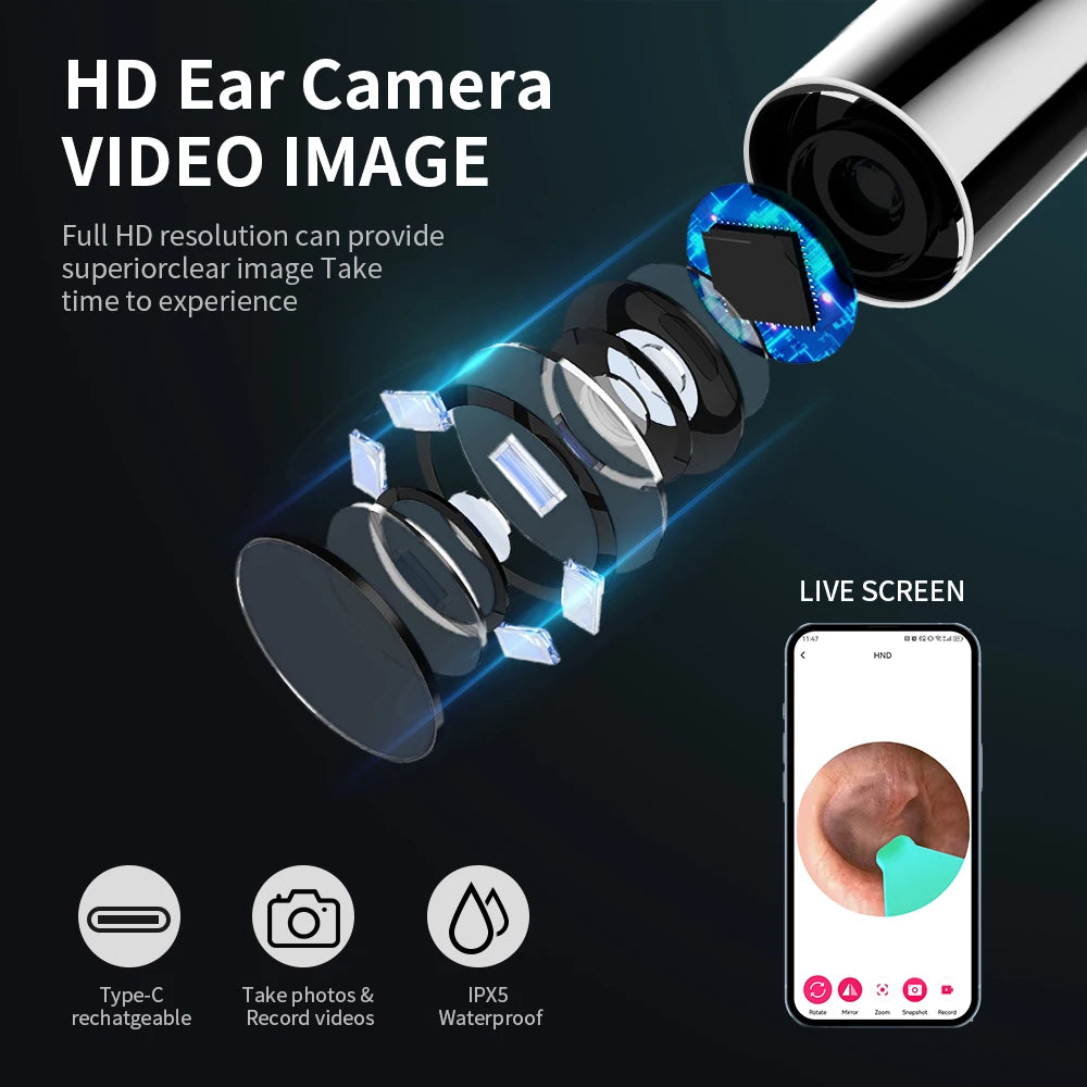 Ear Cleaner with Camera Set HD Earpick Wax Removal Tool
